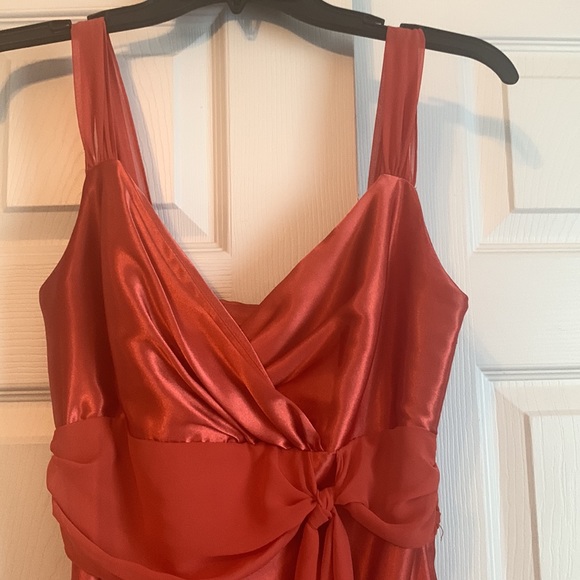 *David’s Bridal Burnt Orange Tea Length Dress Size 4 - Picture 2 of 12